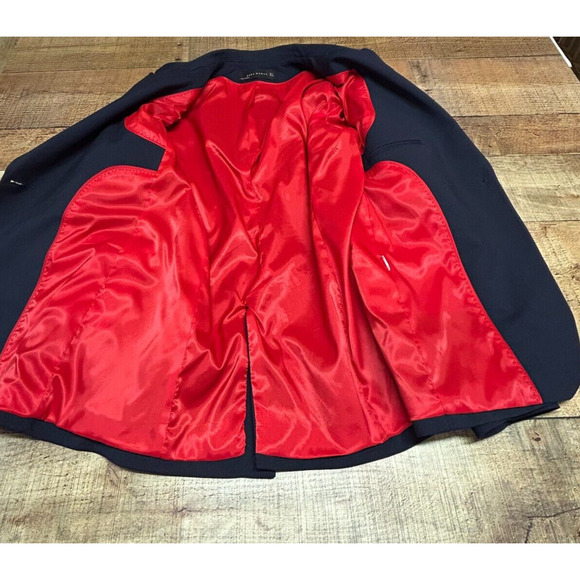 Zara Woman Blazer Womens Medium Blue Embroidered Floral Single Button Jacket - Picture 8 of 9